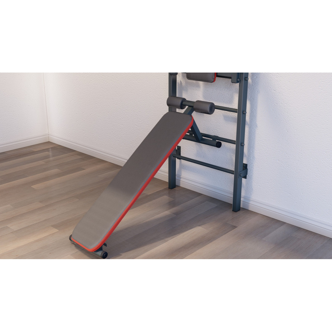 Шведська стінка з турніком, брусами та лавкою ARTIKOS посилена сіра