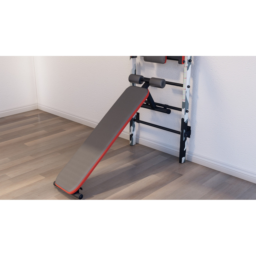 Шведська стінка з турніком, брусами та лавкою ARTIKOS посилена принт «Мілітарі»