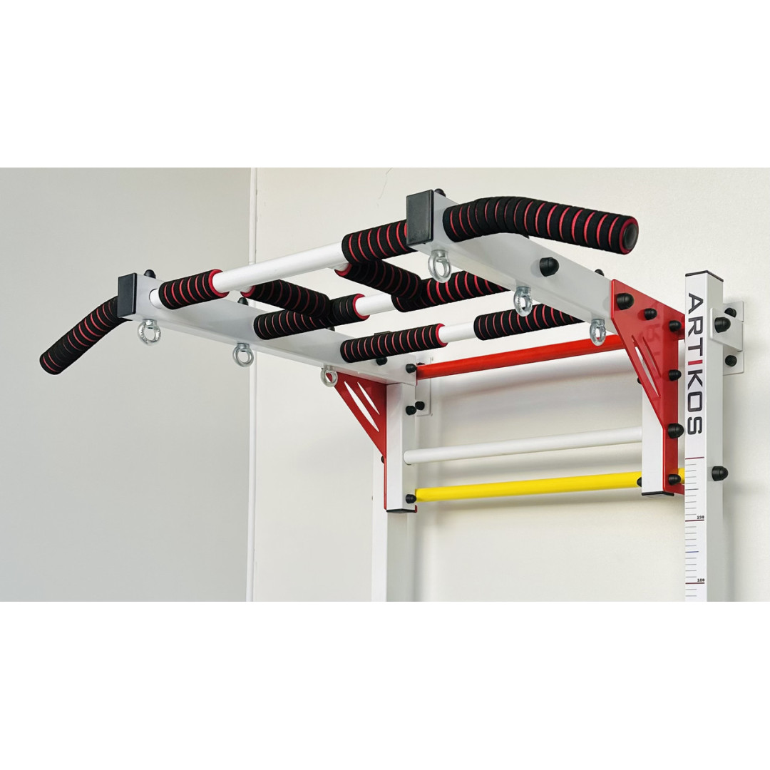 Шведська стінка з турніком, брусами та лавкою ARTIKOS посилена біла сходинки світлофор