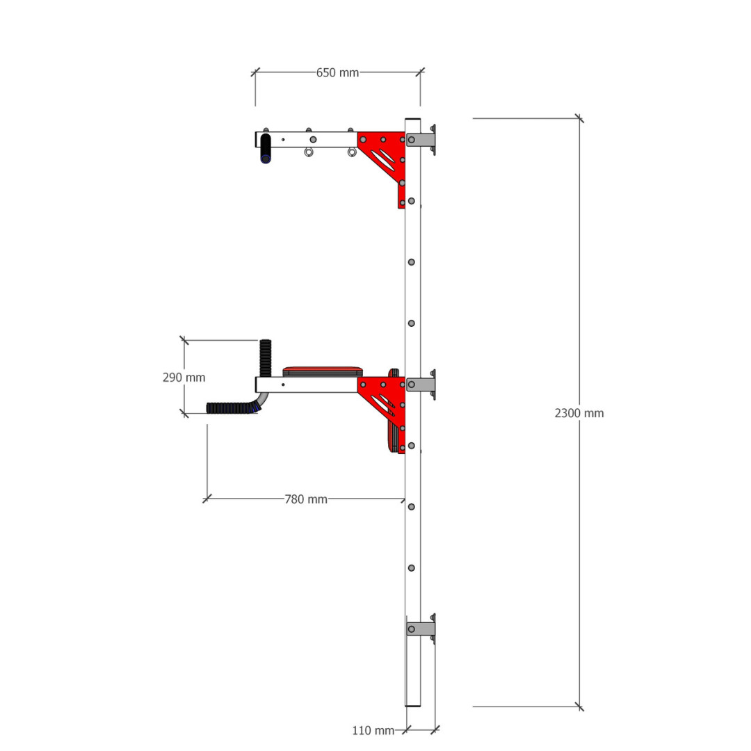 Шведська стінка з турніком і брусами біла Artikos 
