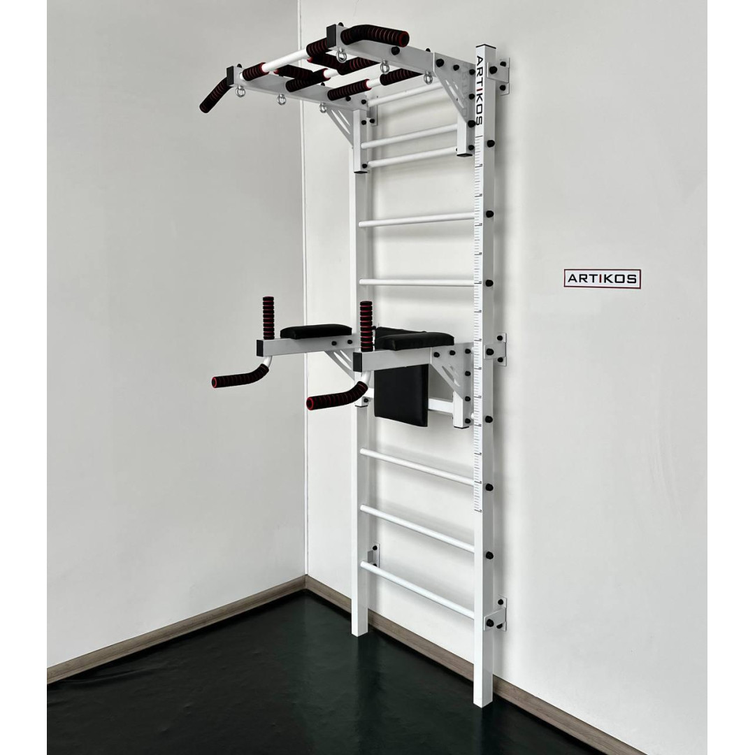 Шведська стінка з турніком і брусами біла Artikos 